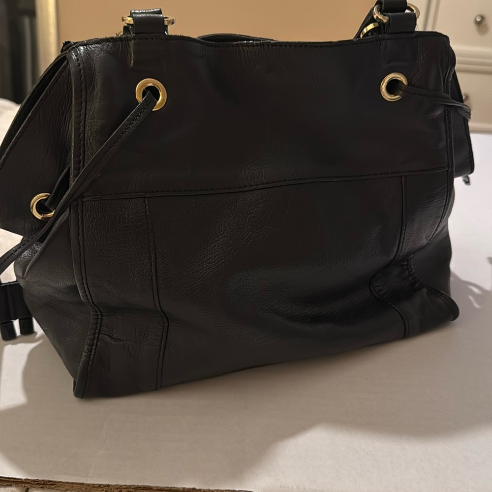 Black leather bag